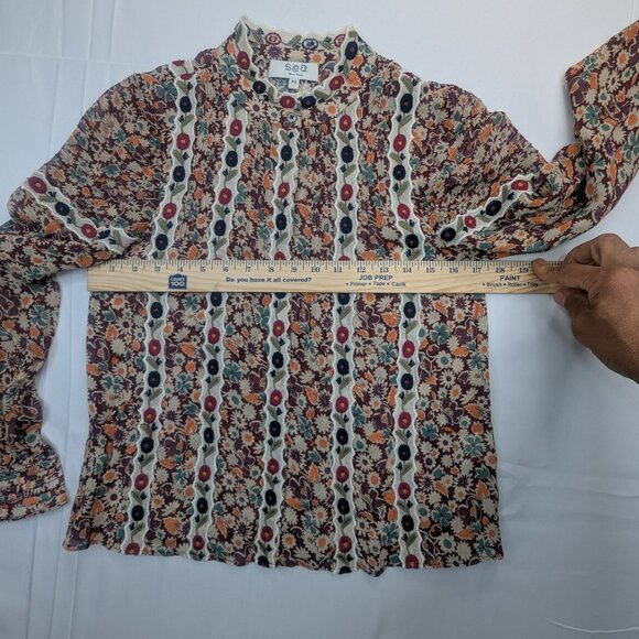 RARE and Unique Sea NewYork Fernande long sleeve top features multi color Sz Xs - Picture 11 of 14